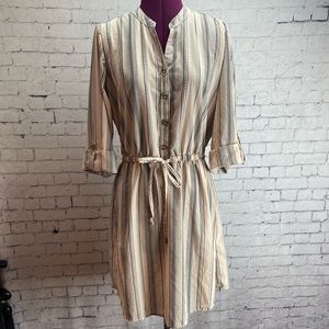 Hint of blush size large shirt dress pale ballet pink with stripe design